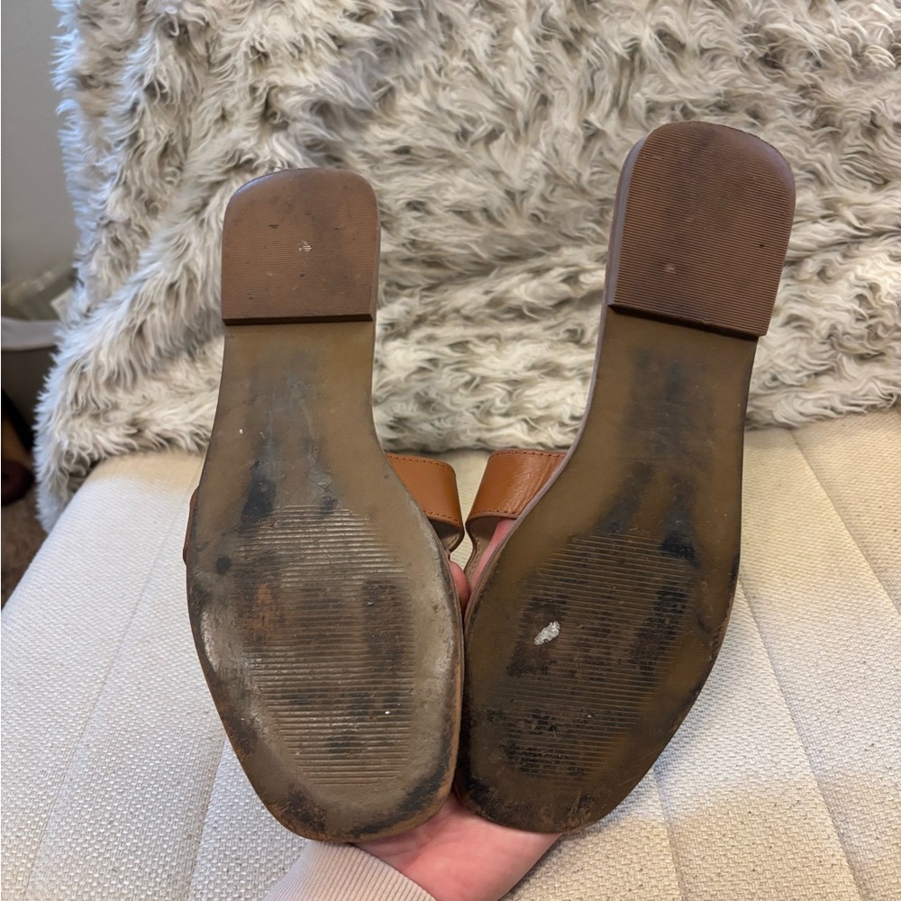 Steve Madden Brown Leather Slide Sandals - Picture 4 of 6